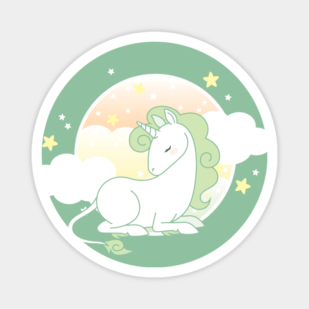 Green Unicorn Magnet by AmalteaOlenska